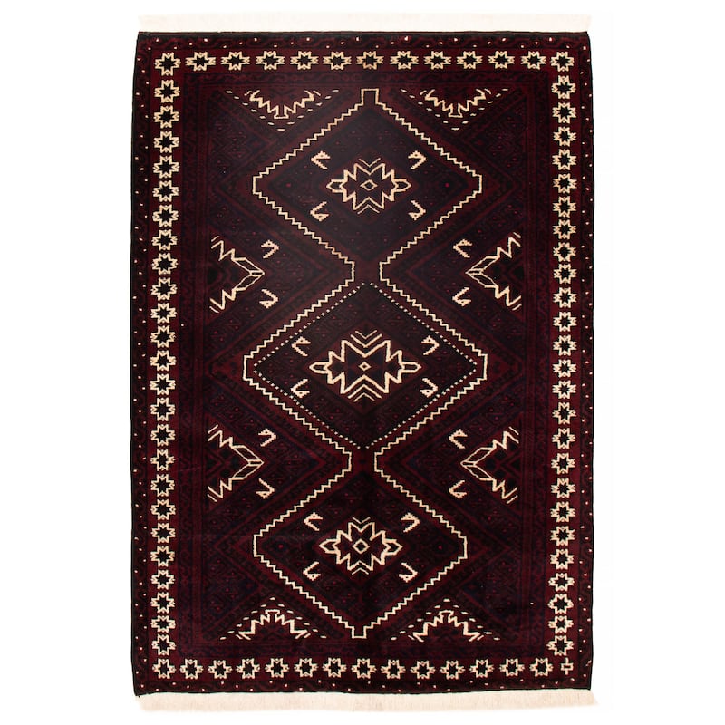 ECARPETGALLERY Hand-knotted Melis Red Wool Rug - 7'1 x 10'1 - Dark Red - 7'1 x 10'1