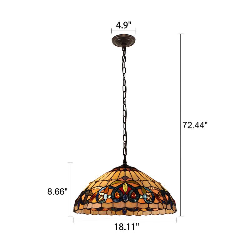 Tiffany-Style Victorian Design 2-light Blackish Bronze Hanging Pendant