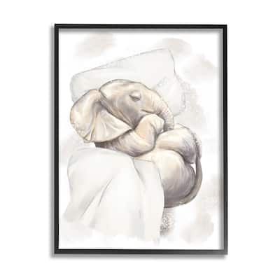 Stupell Baby Elephant Nursery Animal Cozy Pillow Nap Framed Wall Art, Design by Ziwei Li - White