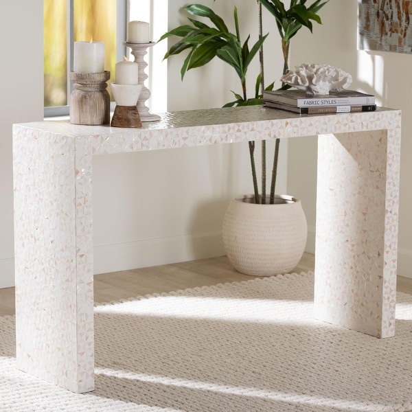 Magara Capiz Shell Console Table - Mother of Pearl Waterfall