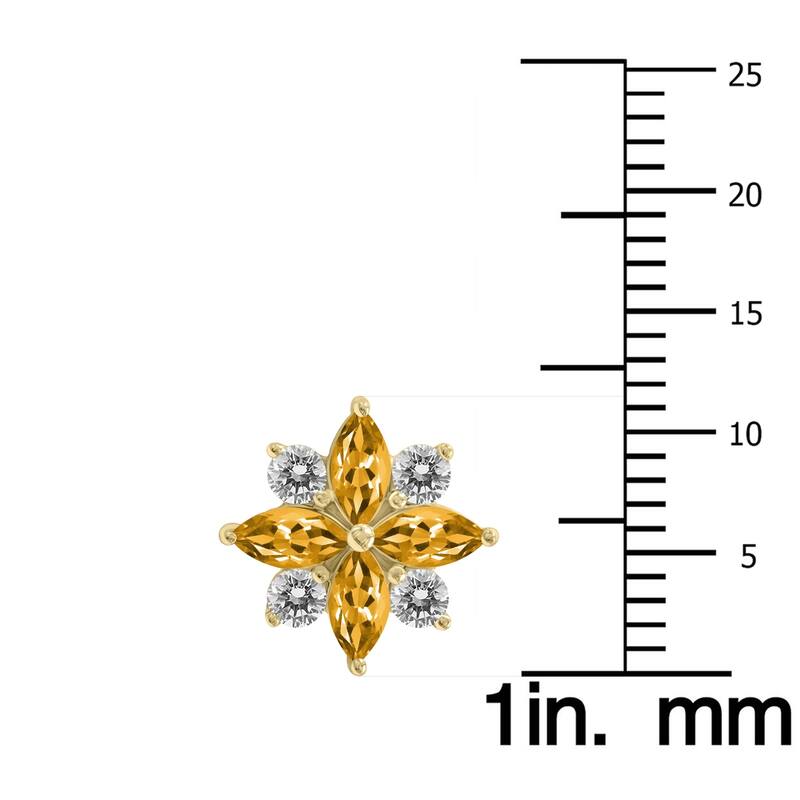 Marquee 1 Carat TW Citrine and Diamond Flower Earrings in 10K Yellow Gold