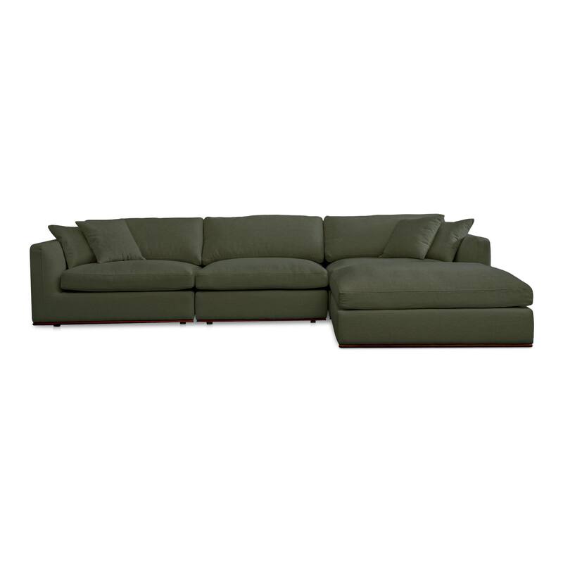 NADAAL STUDIOS Rio, 4-Piece Modular Sectional Sofa With Rubber Wood Base - 136.2"W x81.8"D x23.6"H