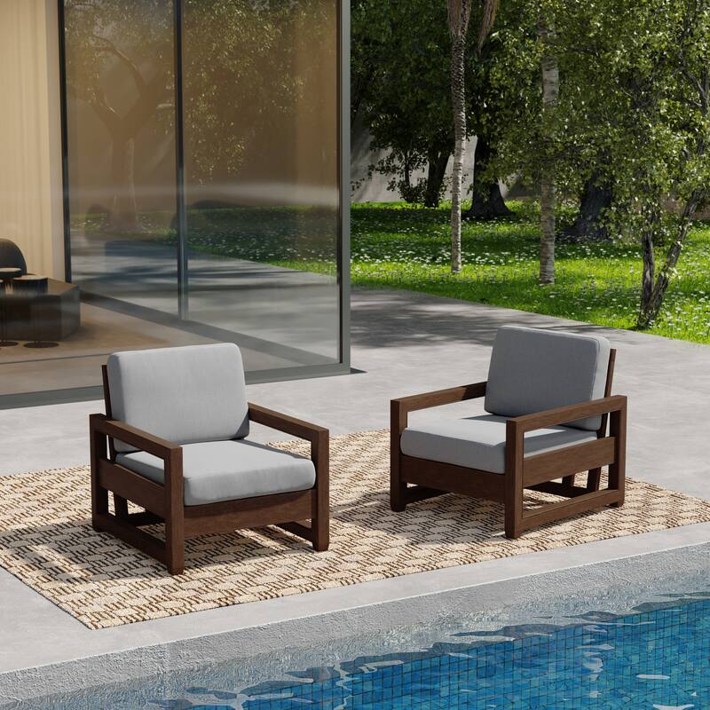 Patio Teak Wood Outdoor Arm Chair with Cushion