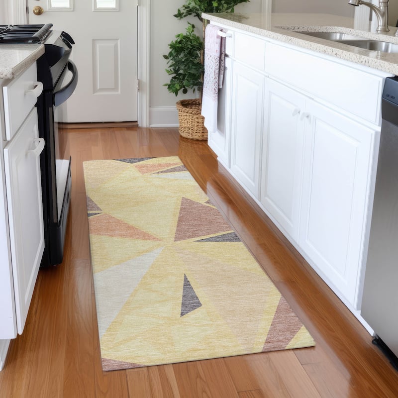 Premium Washable Super Soft Contemporary Mosaic Mayfield Rug - Wheat - 2'3" x 7'6"