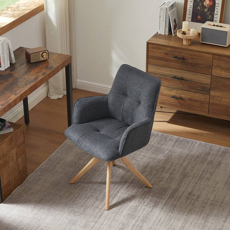 Art Leon Swivel Wood Accent Arm Chair