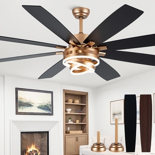Cusp Barn 52"/72" Modern Large Ceiling Fan with Lights and Remote, 8-Blade Reversible DC Motor DIY Shape Chandelier Ceiling Fan
