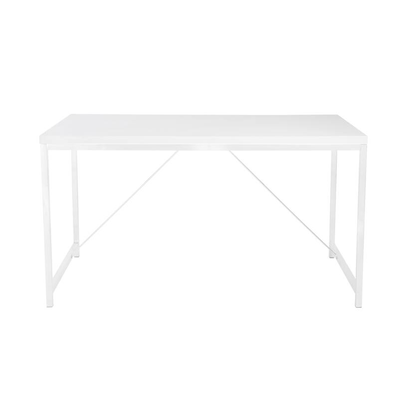 HomeRoots 47" White Wood and Stainless Steel Writing Desk