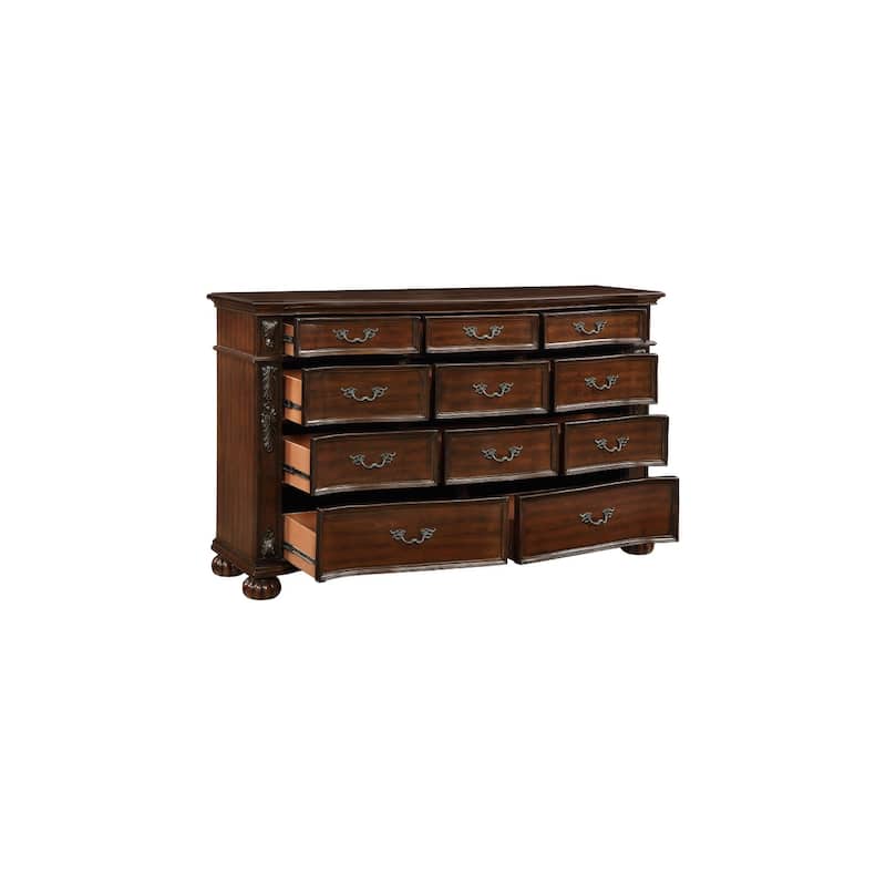 Muriel 6 Piece Espresso Faux Leather Upholstered Panel Bedroom Set