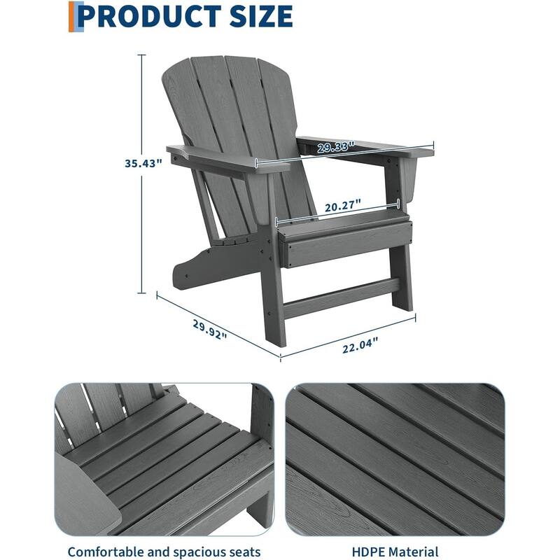 Folding Adirondack Chairs Set Of 1 HDPE Plastic Outdoor Chairs