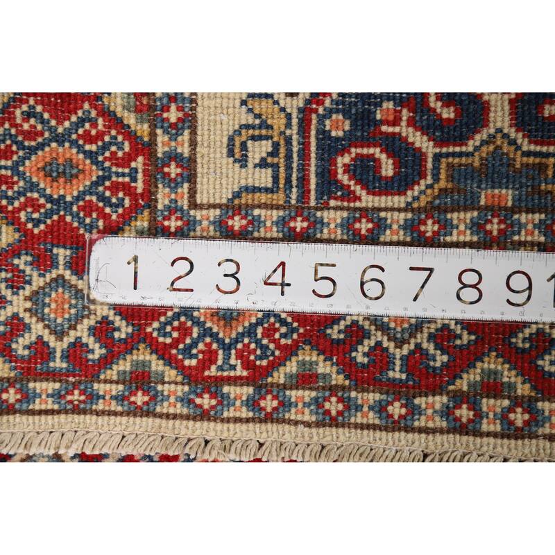 Geometric Kazak Foyer Rug Hand-Knotted Oriental Wool Carpet - 2'0"x 3'0"