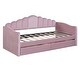 preview thumbnail 9 of 43, Pink Upholstered Bed/ Roll-out Trundle Drawers Storage Bed/ Sofabed