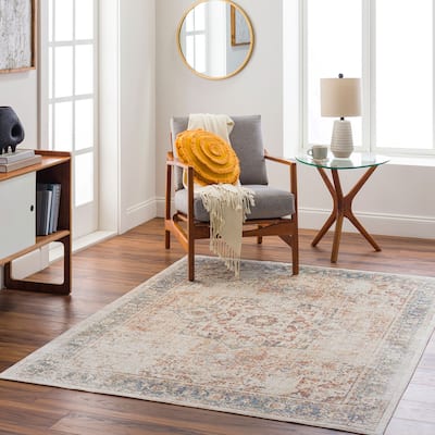 Livabliss Lillian Machine Washable Distressed Traditional Area Rug