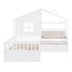 preview thumbnail 10 of 21, Modern Twin Size Wooden House Platform Bed with Trundle Bed, Triangular Roof Sleeper Daybed with 2 Drawers & Storage Shelf