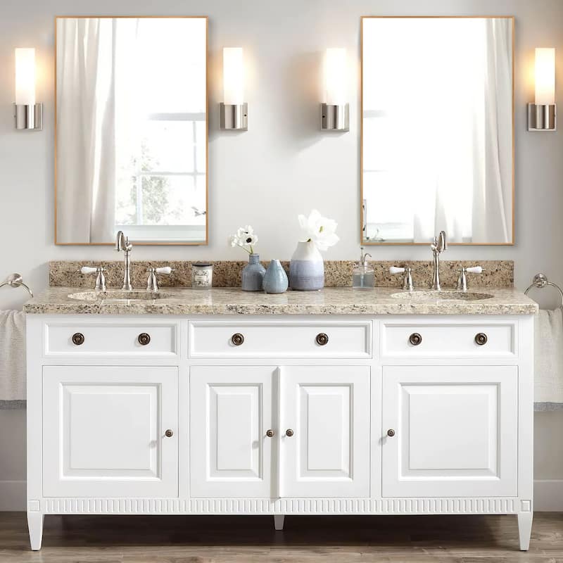 Modern Thin Frame Wall-mounted Vanity Mirror (Set Of 2） - 24*31 - Gold