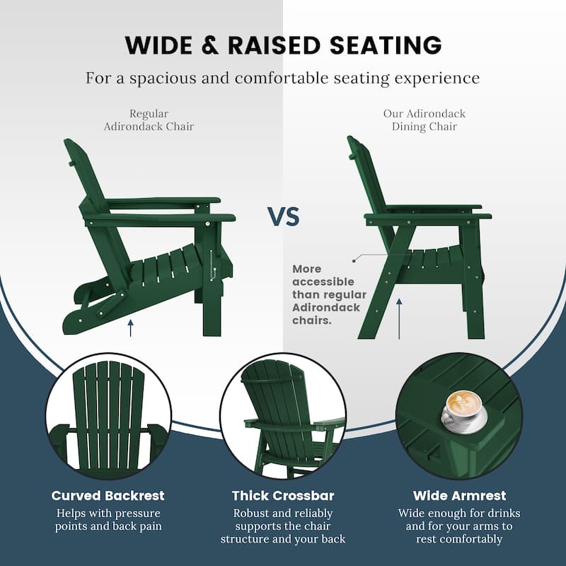 Altura Hdpe All Weather Outdoor Patio Adirondack Dining Chair