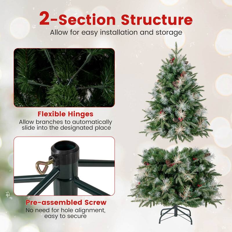 Costway 5/6/7 FT Artificial Christmas Tree with 602/806/1072 Branch - Green - See Details