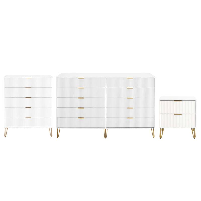 Manhattan Comfort 3-Piece Dumbo Modern Multi Dresser Nighstand Set