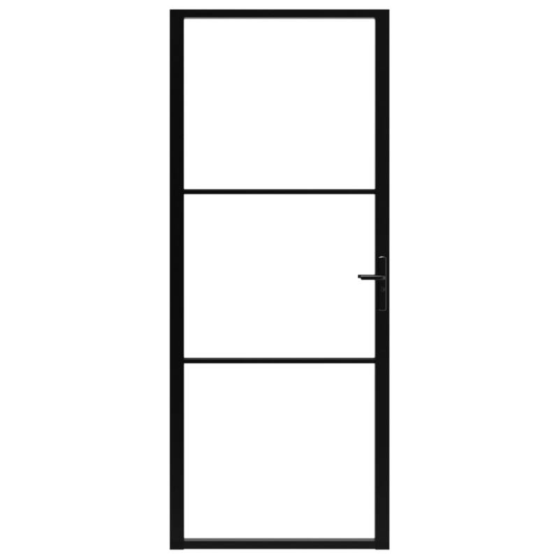 vidaXL Glass Door Interior Door with Alloy Handle ESG Glass and Aluminum Black