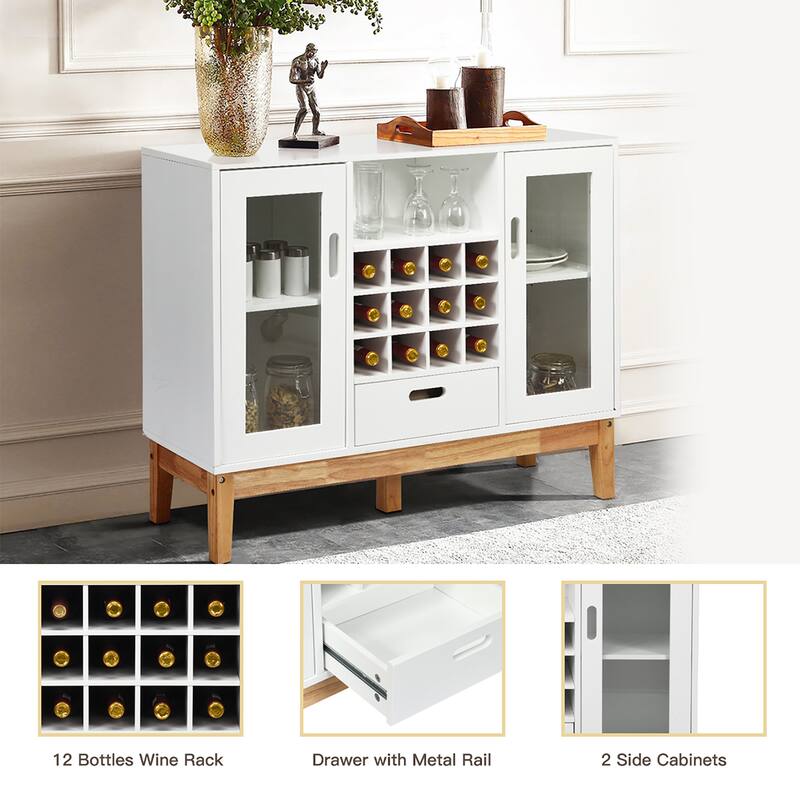 Costway Wood Storage Cabinet w/ Rack & Drawer - See Description