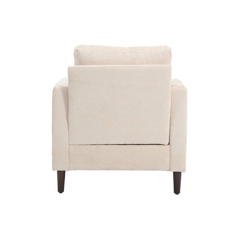 Mid Century Modern Chenille Fabric Armchair with Solid Wood Frame