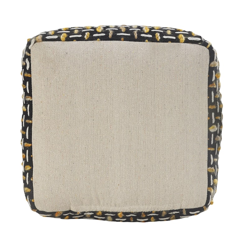 HomeRoots 16" Black Polyester Ottoman