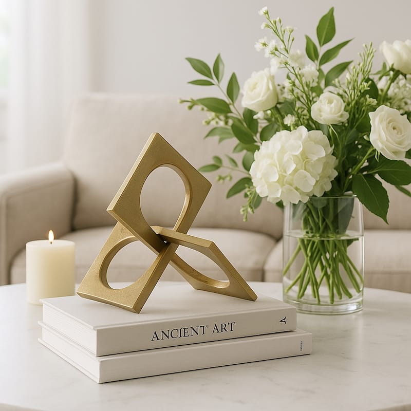 Modern Geometric Metal Abstract Interlocking Square Sculpture