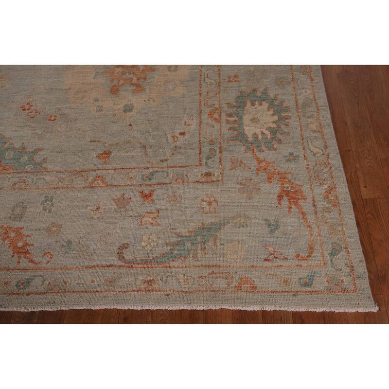 All-Over Vegetable Dye Oushak Turkish Area Rug Handmade Wool Carpet - 9'0" x 11'10"