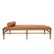 preview thumbnail 1 of 4, Mango Wood Daybed with Leather Bolster Pillow and Cushion