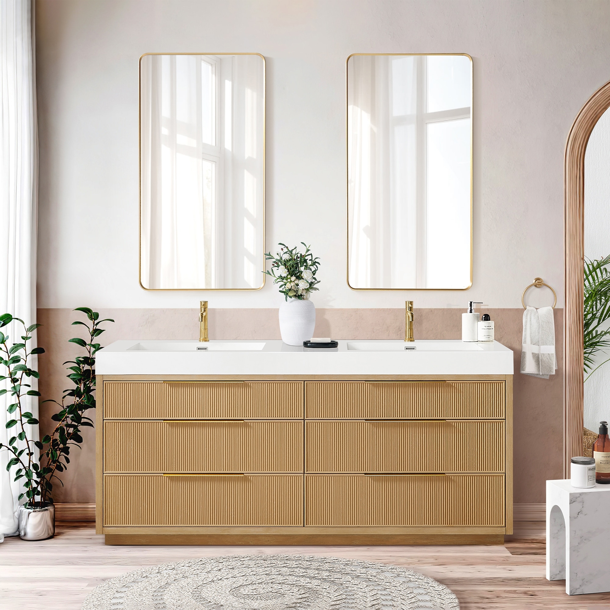 Hohhot Bath Vanity with Integrated Stone Sink Top without Mirror