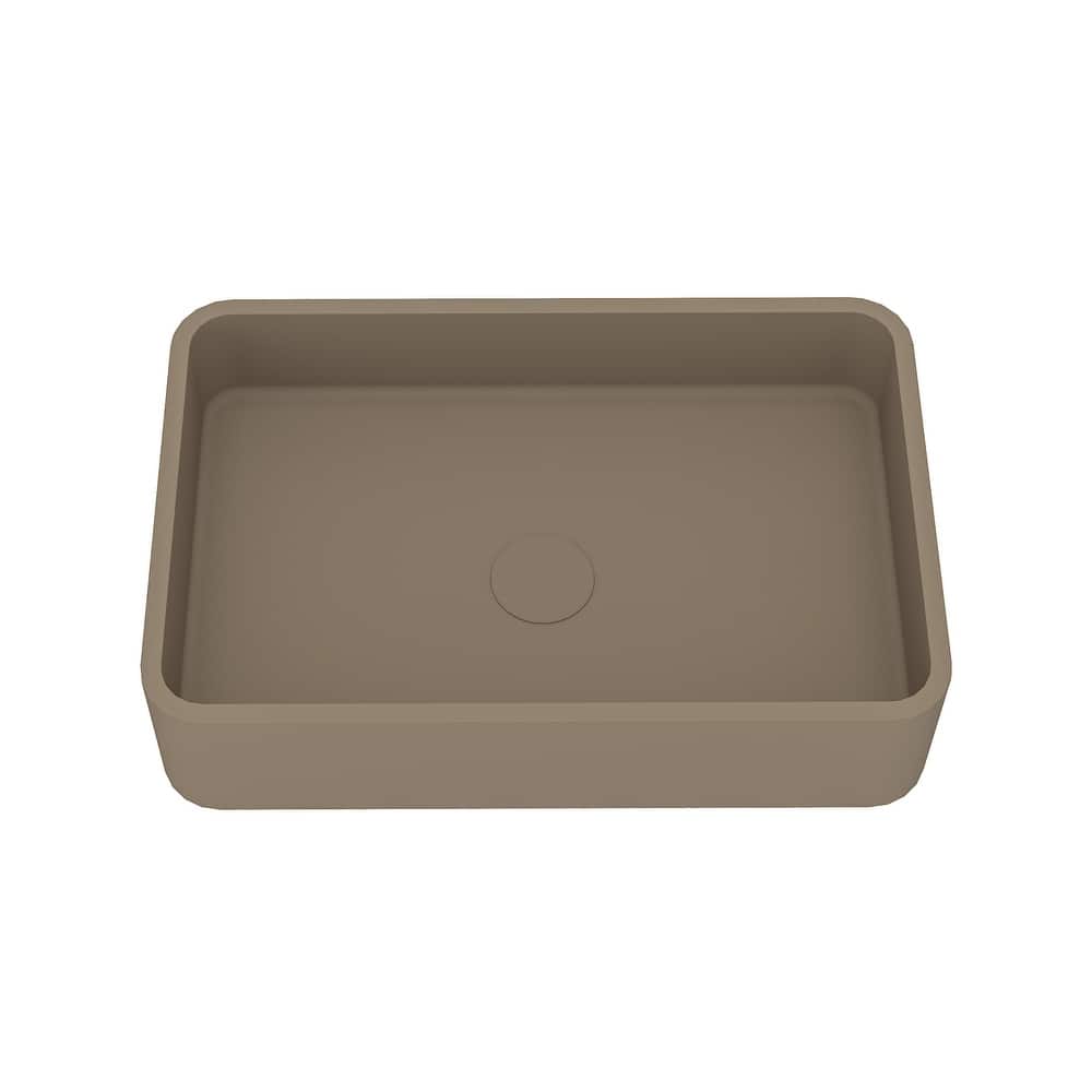 CASAINC Concrete Art Basin Rectangular Bathroom Vessel Sink with The Same Color Drainer