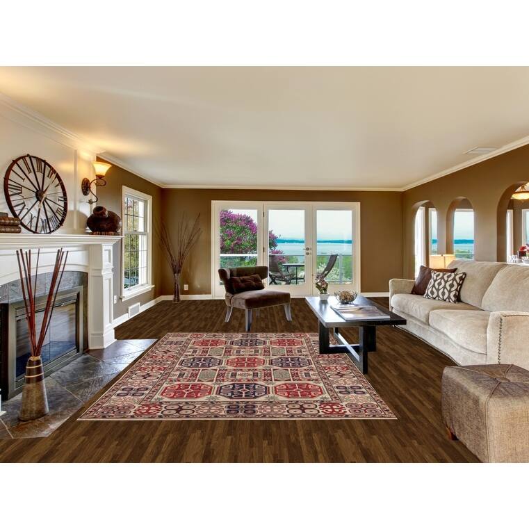 Geometric Kazak Area Rug Handmade Oriental Bedroom Wool Carpet - 6'6" x 9'7"