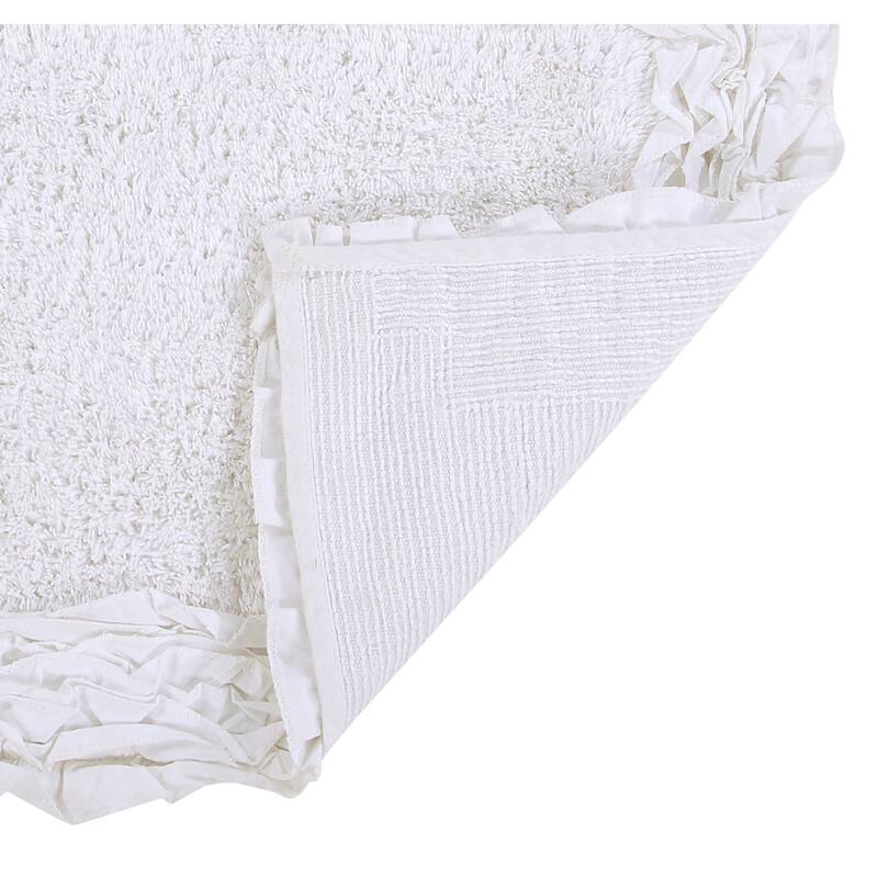 Better Trends Shaggy Border Collection Bathroom Rug -100% Cotton Tufted, Non-Skid Spray Latex Backing, Machine Washable Bath Mat