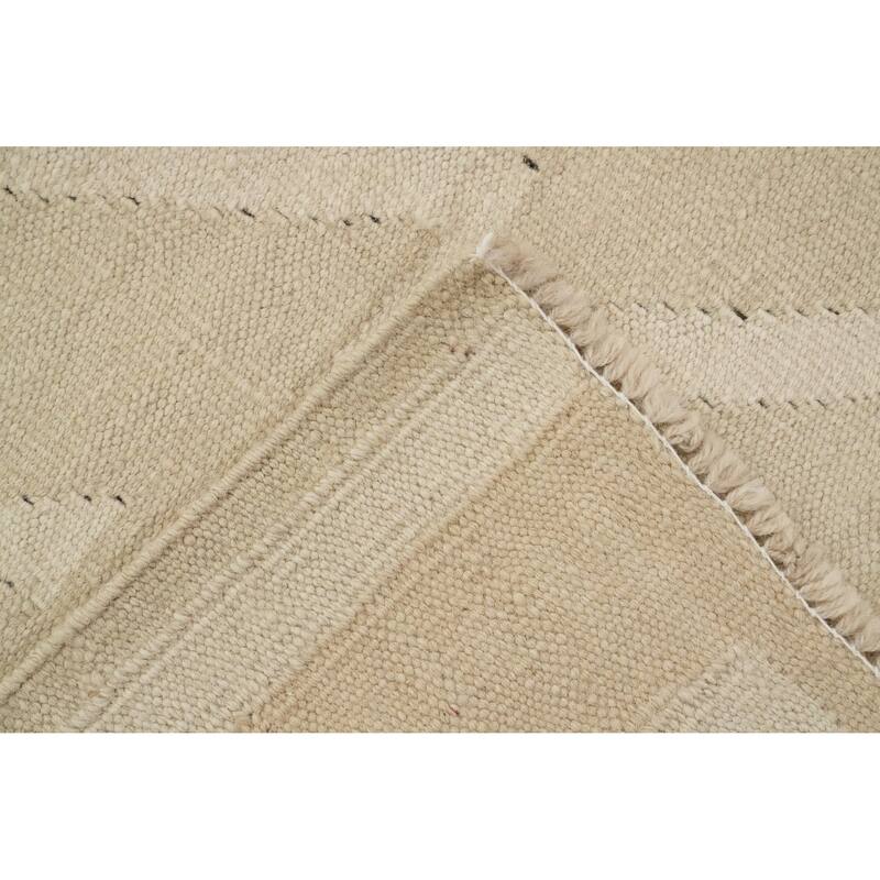 Hand Woven Oriental 100% Wool Carpet Southwestern Tribal Beige & Ivories Kilim Area Rug - 5' 10'' X 3' 8''
