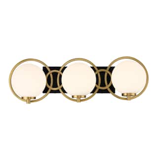 Alhambra 3-Light Bathroom Vanity Light in Matte Black with Warm Brass