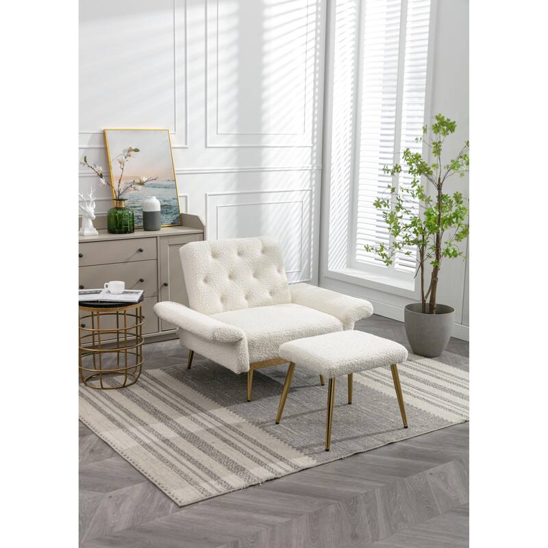 Bottom Tufted Accent Lounge Chair with Adjustable Arm and Back