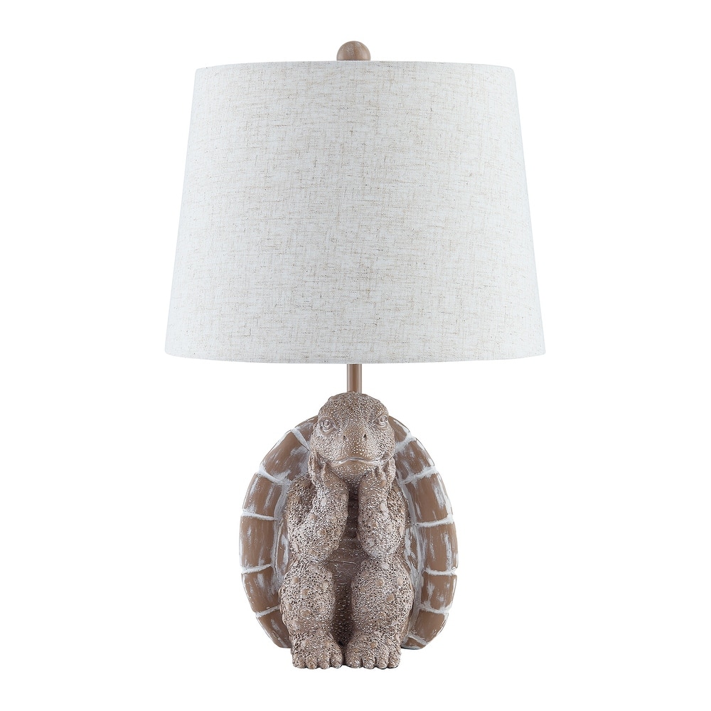 19.5" Brown Textured Resin Turtle Table Lamp - 12" x 12" x 19.5"