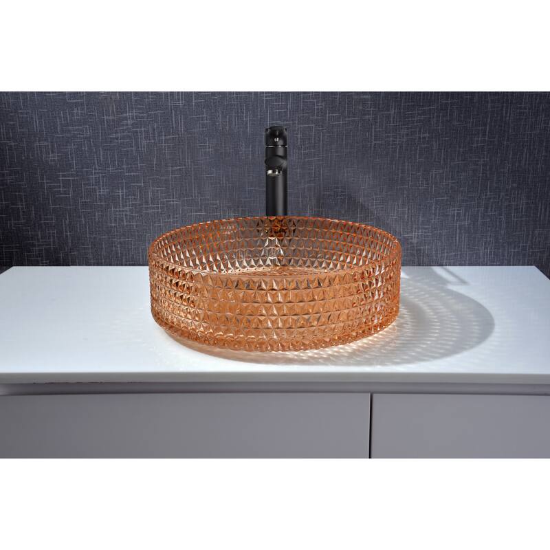 Scotch Round Basin Glass Crystal Bathroom Vessel Sink in Multiple Colors