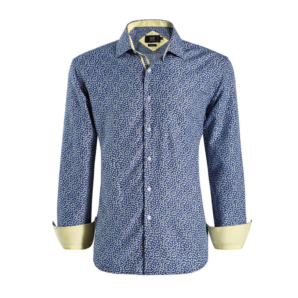 Elie Balleh Men's Slim Fit Floral Printed Button-Down Shirt - Navy