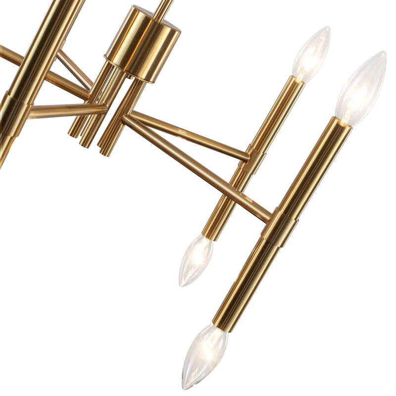 10 - Light Modern candle Chandelier with Adjustable Height, Sleek Linear Design for Dining Room, Living Room