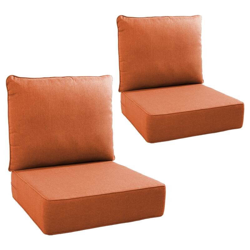 Gymojoy 24"x22"x6" Patio Thick Cushions & Pillows Set - Deep Seat Indoor/Outdoor Water & Fade Resistant - Two Sets - Orange