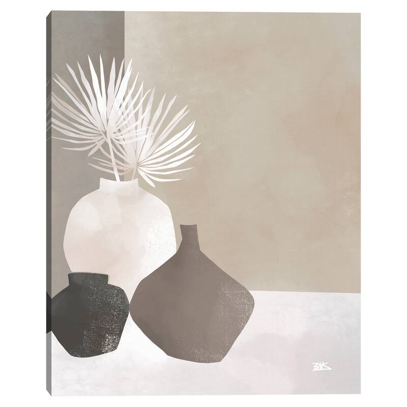 Palmettos & Pots (grey) Canvas Art Print