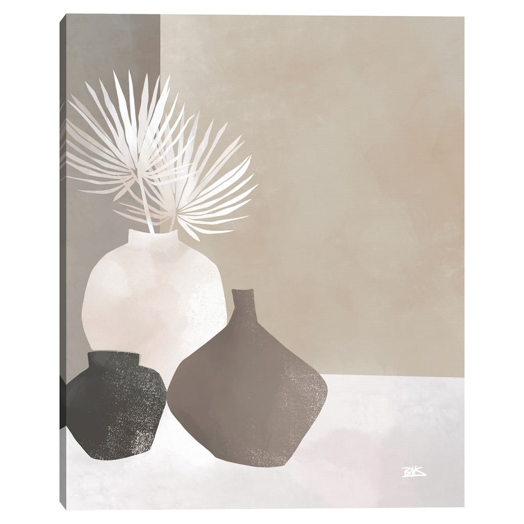 Palmettos & Pots (grey) Canvas Art Print