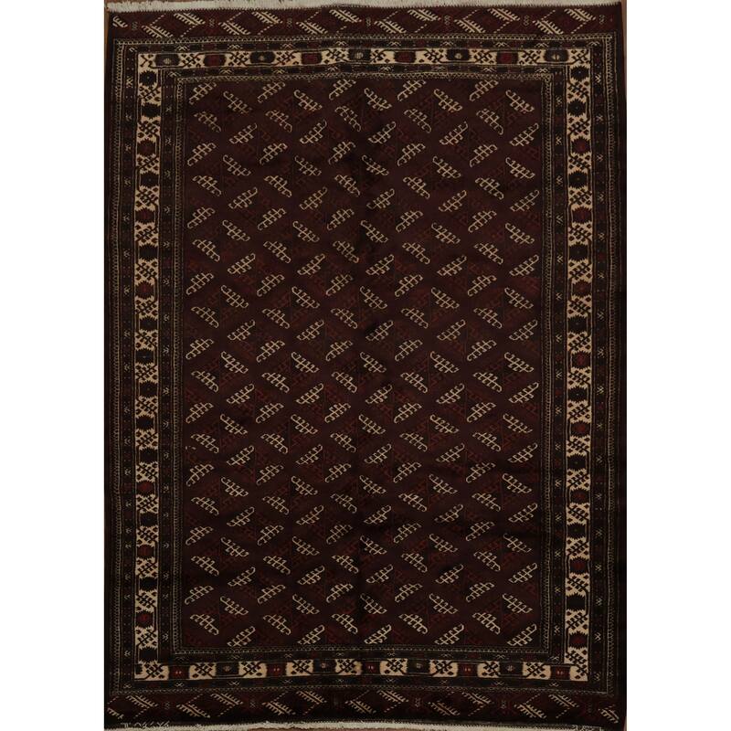 Hand Knotted Oriental 100% Wool Carpet Traditional All-Over Red Turkoman Area Rug - 10' 10'' X 7' 9''