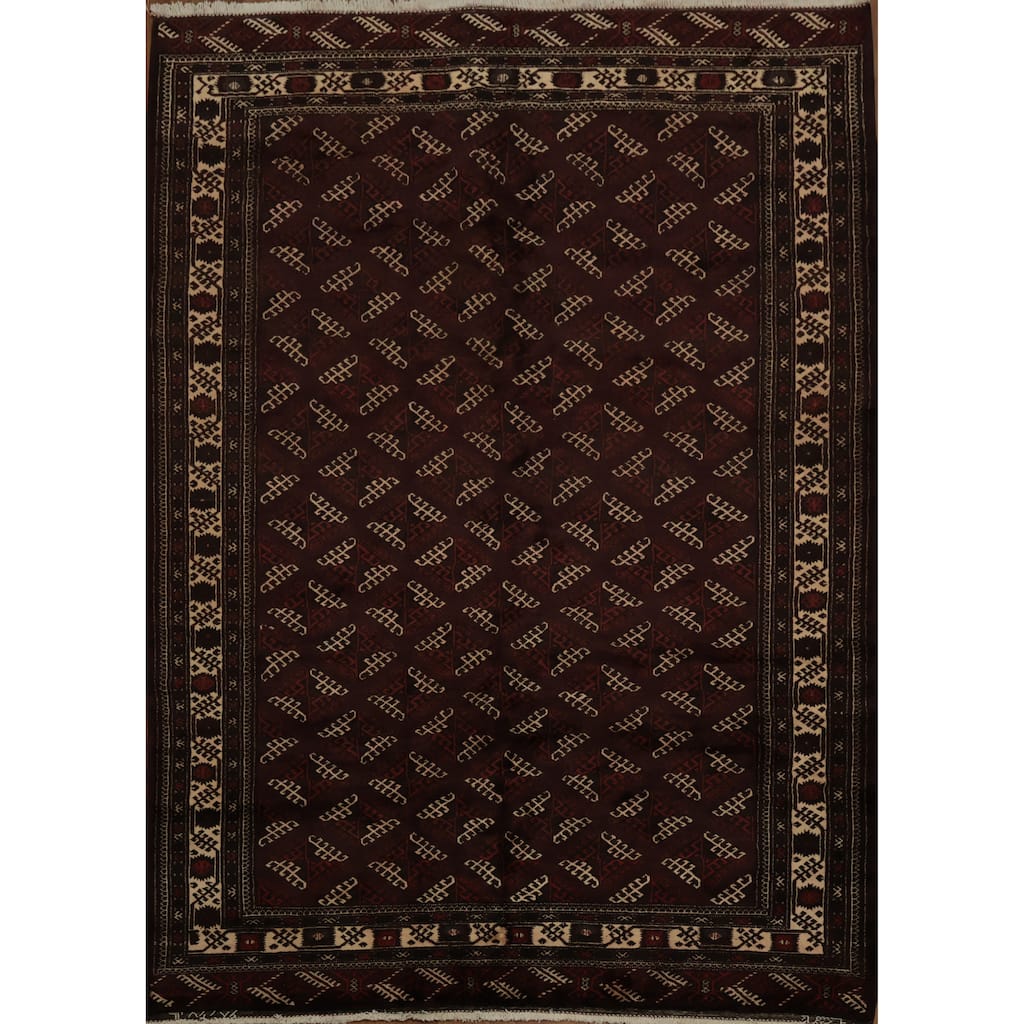 Hand Knotted Oriental 100% Wool Carpet Traditional All-Over Red Turkoman Area Rug - 10' 10'' X 7' 9''