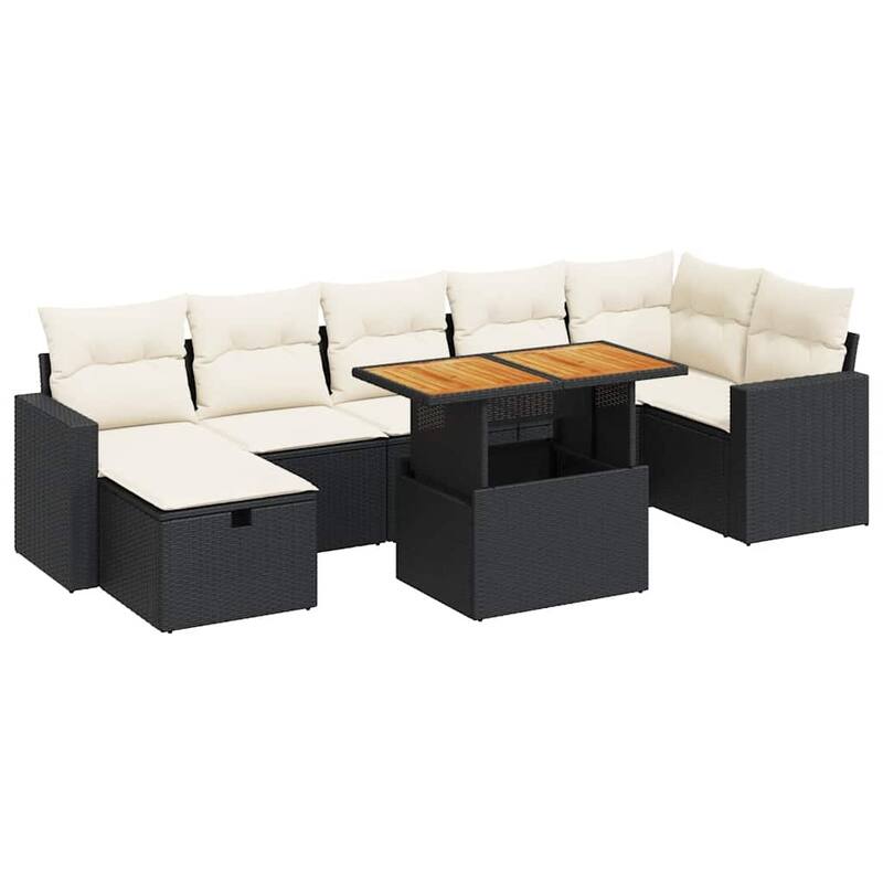 vidaXL Patio Sofa Set with Cushions Outdoor Conversation Furniture Poly Rattan - 21.7 x 39.4 x 28.7
