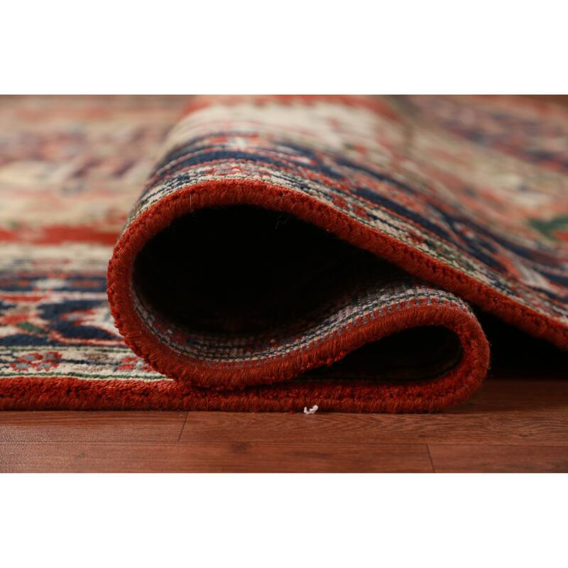 Hand Knotted Oriental 100% Wool Carpet Traditional Medallion Oranges & Rust Heriz (serapi) Area Rug - 12' 1'' X 8' 10''