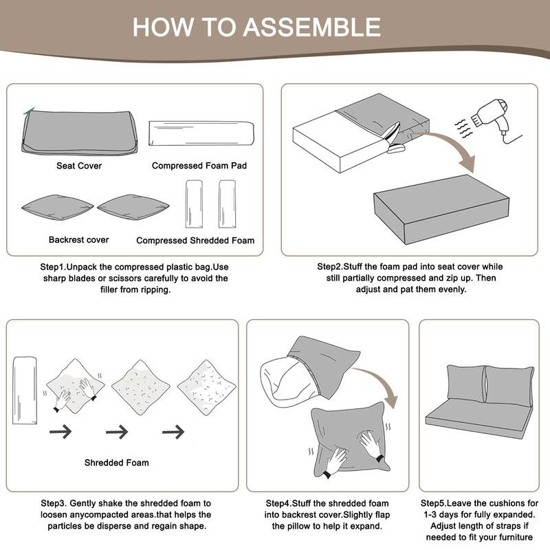 Outdoor Loveseat Cushion Set (Set of 1 Seats,48x24in, 2 Backs,24x18in )