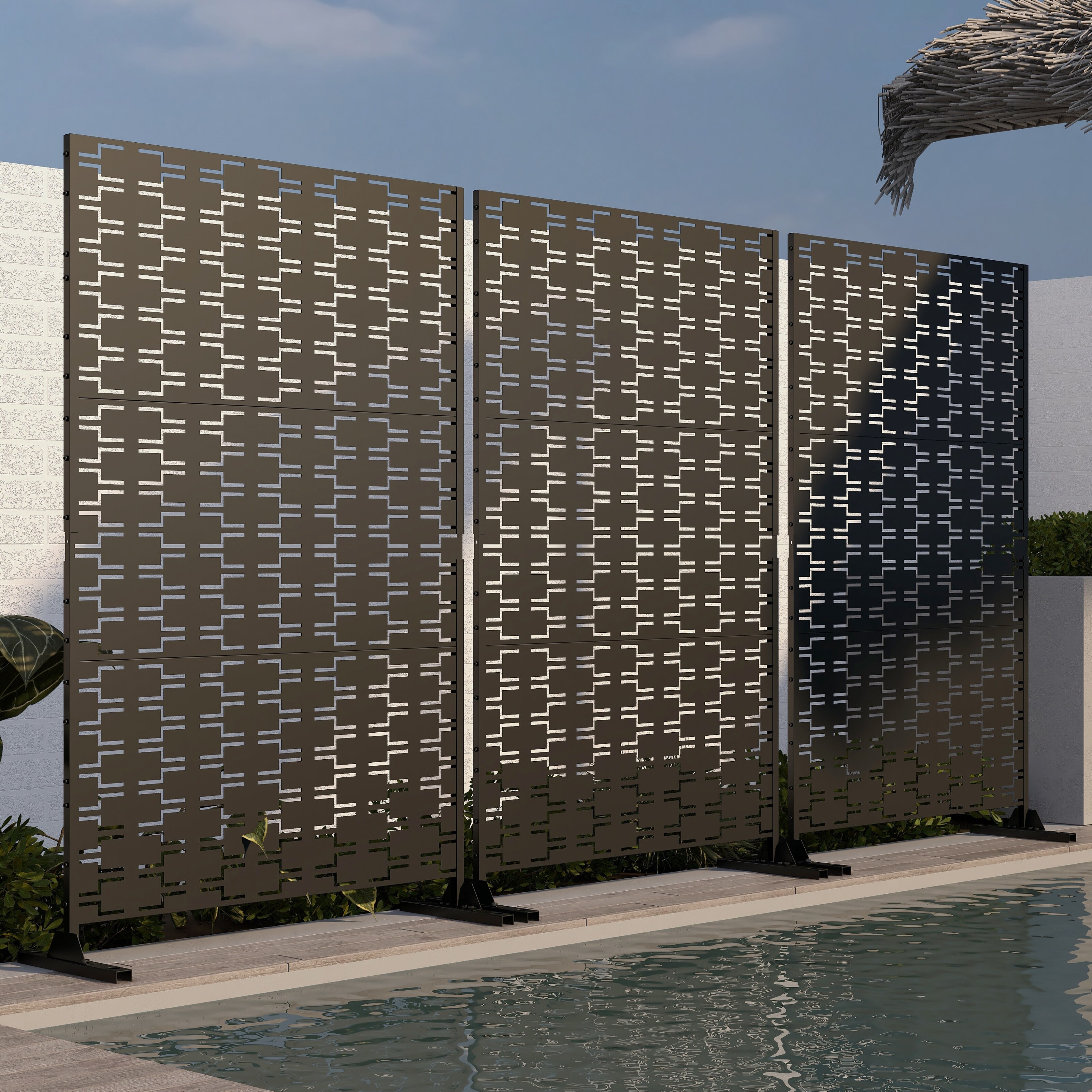 Outdoor Privacy Screen Metal Privacy Screen Panel Free Standing - 72*47