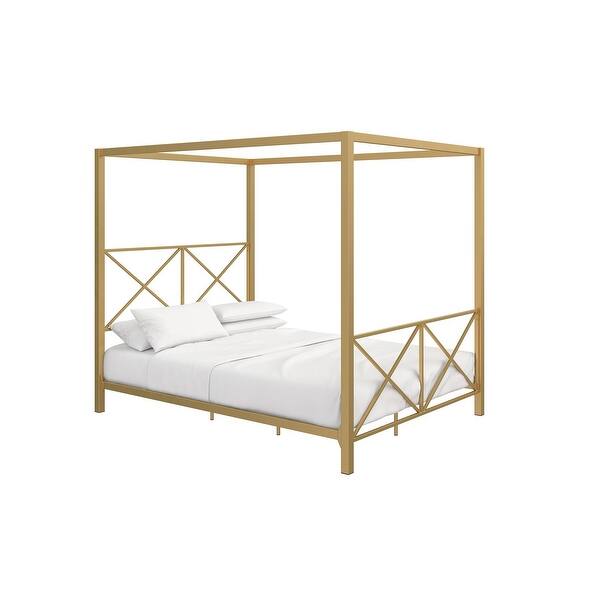 slide 4 of 14, Avenue Green Rosemarie Goldtone Metal Canopy Bed Queen