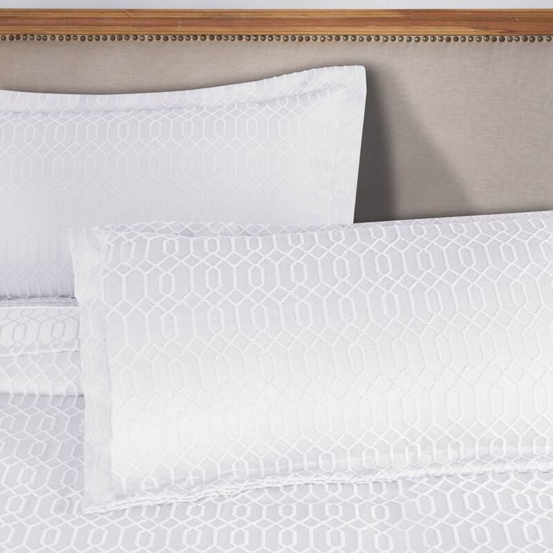 Blue Nile Mills Geometric Jacquard Cotton Blend 3-Piece Bedspread Set with Fringe